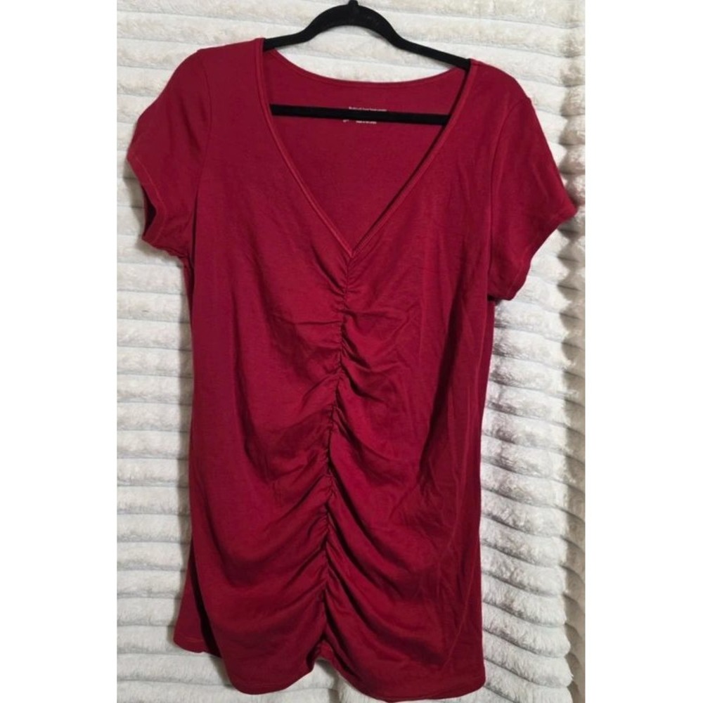Victoria's Secret Vintage Y2K Red Center Ruched V-Neck Tshirt XL